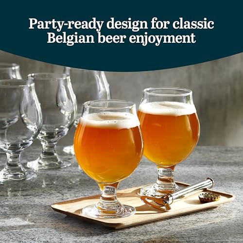 Libbey Entertaining Essentials Belgian Beer Glasses 13 oz - 6 Tulip Glasses (Entertaining Belgian 6)