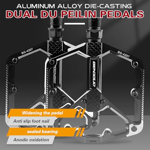 DINTSTYLE Road Bike Pedals, 9/16" Sealed Bearings, Universal Fit, 20 Pins, Waterproof