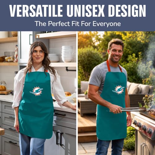 Miami Dolphins Cooking Apron - Teal, Adjustable with Pockets
