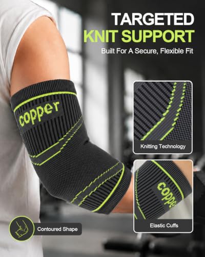 LISEPWU Copper Elbow Brace for Men & Women - Gray-Green Medium, Support & Compression Sleeve
