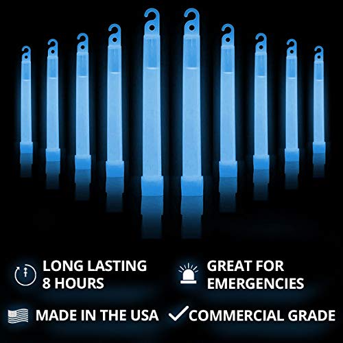 Cyalume Glow Sticks Military Grade Lightstick - Premium Blue 6¡± SnapLight Emergency Chemical Light Stick with 8 Hour Duration (Bulk Pack of 10 Chem Lights)
