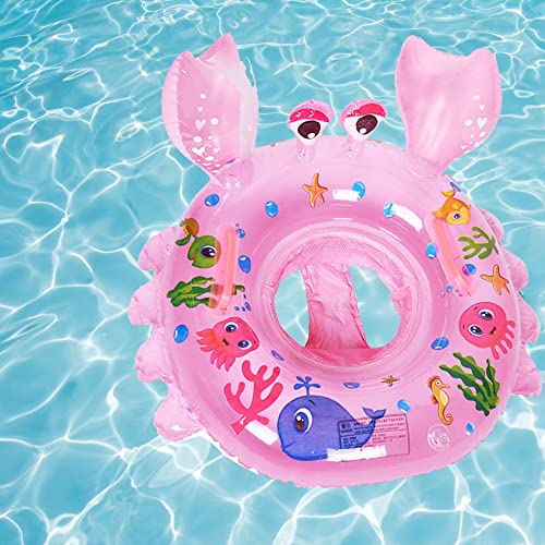 Baby Swimming Float - Inflatable Pink Crab Swim Ring for Ages 8-48 Months