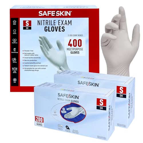 SAFESKIN Nitrile Exam Gloves Disposable Powder-Free Gloves for Medical, Dental, Cleaning, Cooking, Chemotherapy, 3.5 Mil Gray