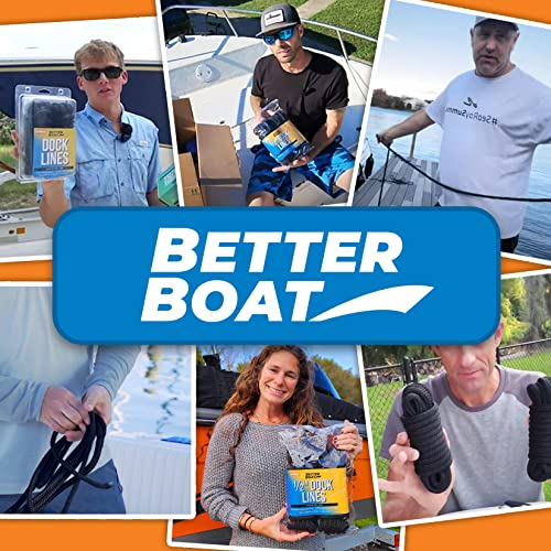 Better Boat 3/8" x 15 ft Dock Lines - White, 2 Pack | Double Braided Nylon