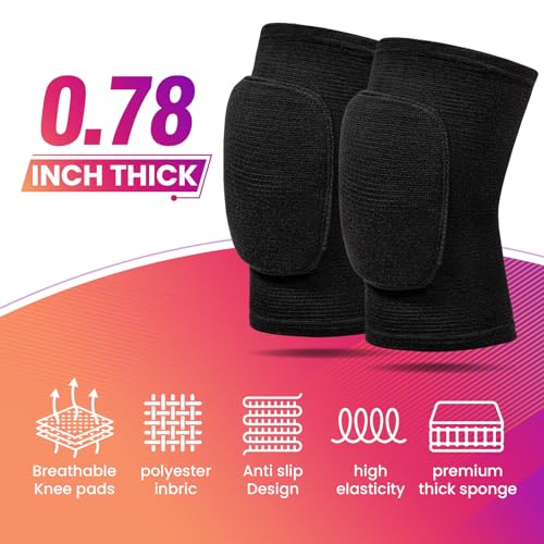Volleyball Knee Pads for Women, Men & Kids - Small, Black