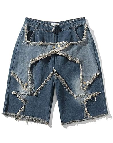 High Waist Women's Y2K Denim Shorts - Multi-Pocket, X-Large Blue