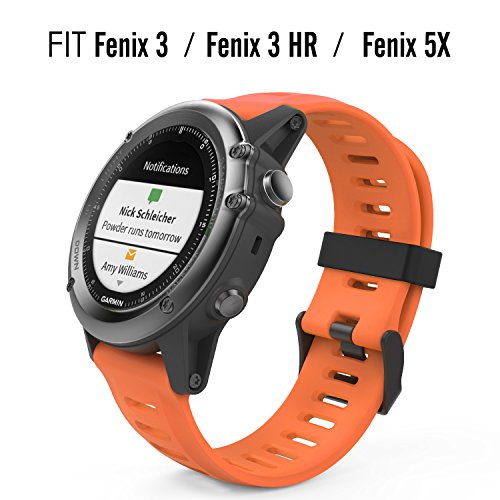 26mm Silicone Watch Band for Garmin Fenix 3/5X - Orange