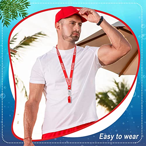 Yexiya Red Lifeguard Whistle with Lanyard - Emergency Safety Plastic, Pack of 3
