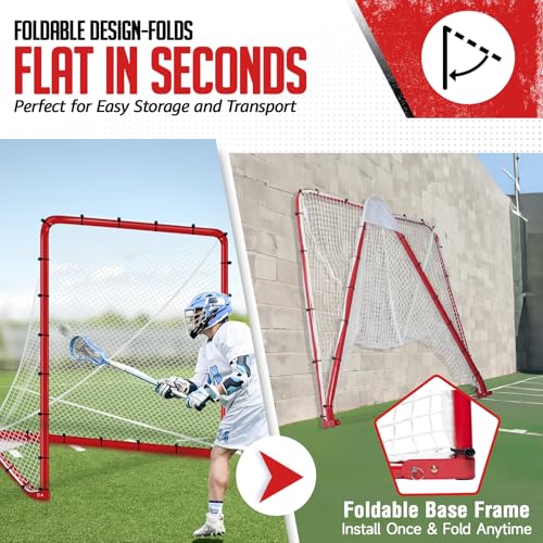 Lacrosse Goal with 9-Zone Target - 6x6x7 Ft Heavy-Duty