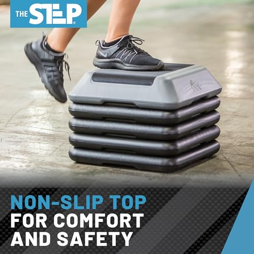 High Step Aerobic Platform with 4 Risers - Grey