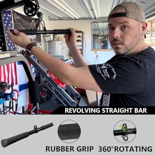 Cable Machine Attachment Set - V Handle, Tricep Rope & Straight Bar