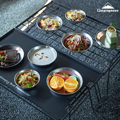 Camping Moon S395 8-Piece Silver Stainless Steel Camping Tableware Set with Canvas Case