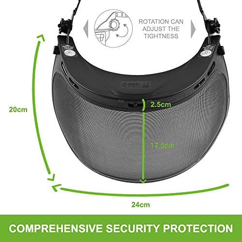 GREEN DEVIL Replacement Metal Mesh Visor Protective Face Shield with Mounting Bracket for Chainsaw/Forest Hard Hats/Helmets ANSI Z87.1