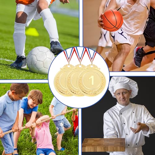 Gold Award Medals Set - 6 Pcs with Ribbons for Sports Events