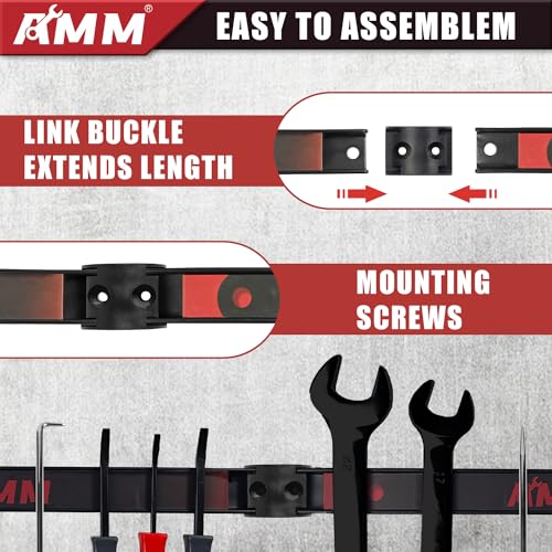 AMM 8PCS Magnetic Tool Holder Strip, 12" Heavy Duty Tool Organizer Magnetic Strip with Mounting Screws, Tool Magnet Bar for Tool Storage, Garage Organization