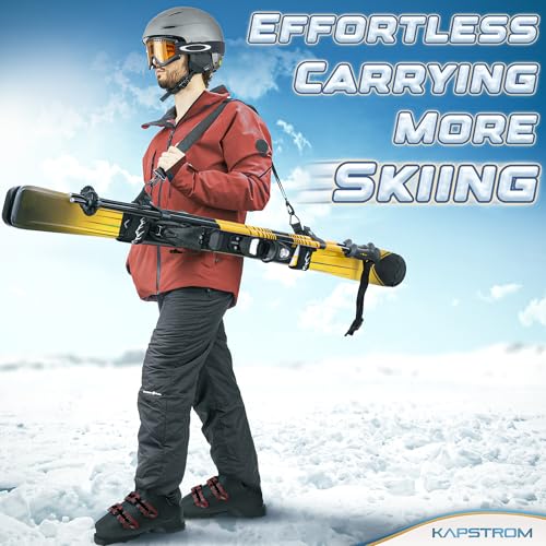 Heavy-Duty Ski Straps & Pole Carrier - 2 Pack - Black