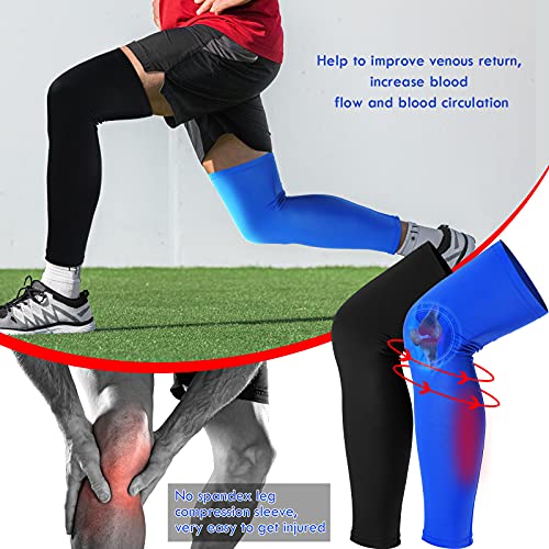 Skylety 4 Pack UV Protection Leg Sleeves for Men Women - Black Blue White Red, Large
