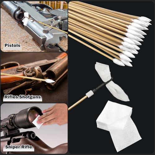 Gun Cleaning Supplies Kit - 600 Patches & 100 Cotton Swabs