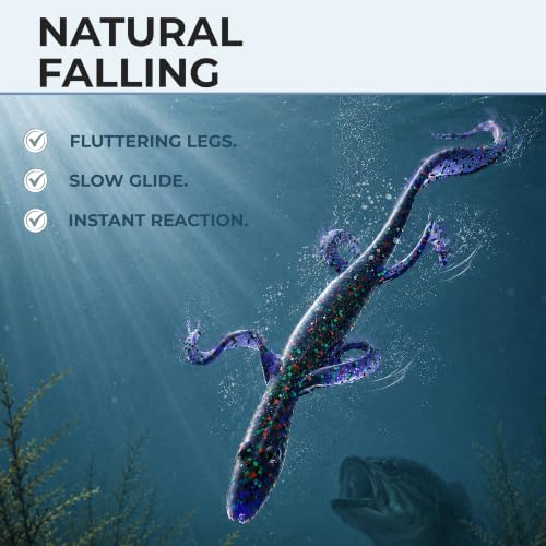 Wild Lizard Soft Lure - 5.5 Inch Junebug Creature Bait, 10-Pack