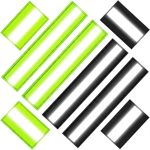 Reflective Safety Patch Set - 8 Pcs in Green Black, Dual Sizes