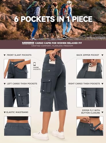 Moosehill Women's Cargo Capris Pants Lightweight Comfortable