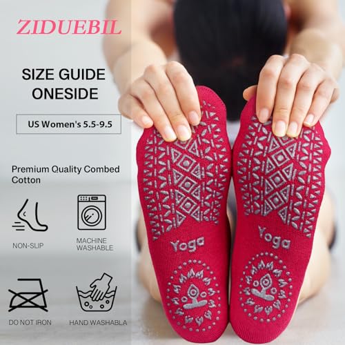 Yoga Socks Women 4-Pack Grip Socks for Pilates Barre Dance & Home