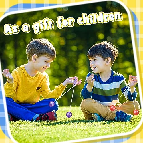 Liliful 6 pcs Colorful Clacker Balls on String - Hand-Eye Coordination Toy