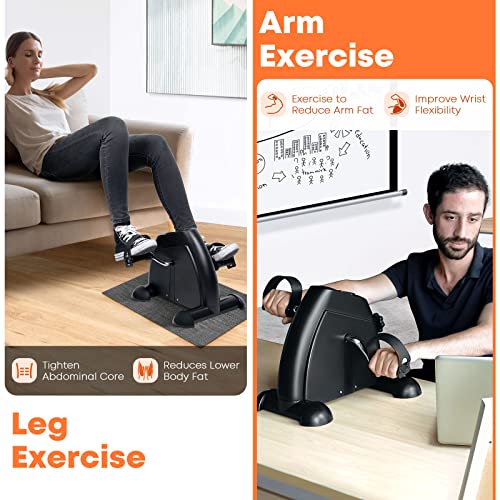 Mini Exercise Bike - AGM Under Desk Pedal Exerciser with LCD Screen - Black