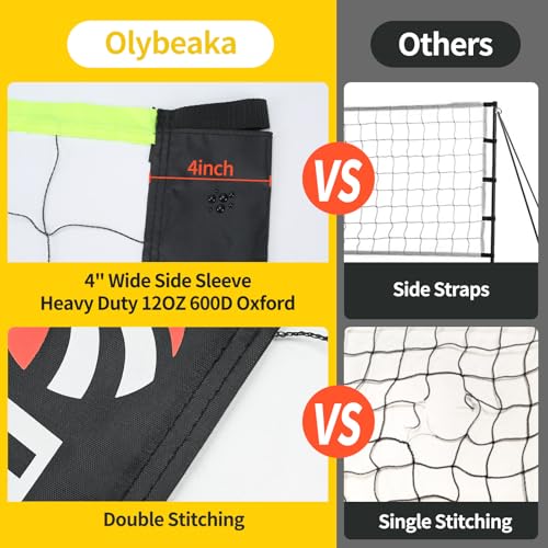 Portable Volleyball Net Set 32FT - Adjustable Height, Carry Bag, Black & Green