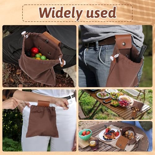 Outdoor Foraging Bag - Waxed Canvas Hiking Pouch with Drawstring