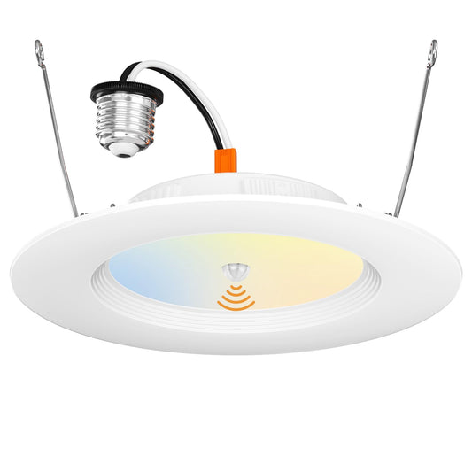 Amico 5/6 inch Motion Sensor Recessed Light, 12.5W=100W, 950LM, 2700K/3000K/4000K/5000K/6000K Selectable, LED Retrofit Can Lights, IC Rated - ETL & FCC, White
