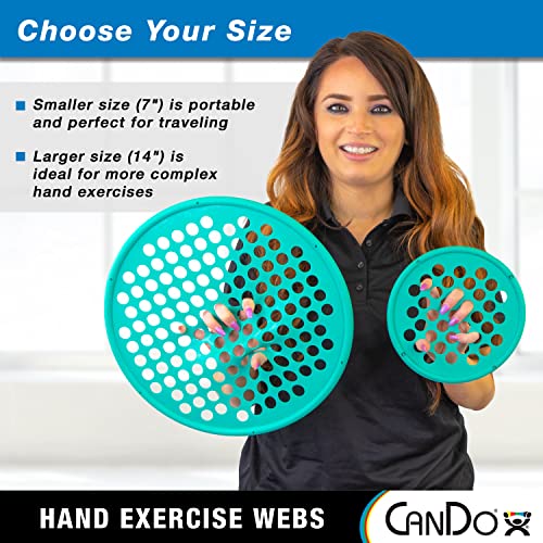 CanDo Hand Exercise Webs for Physical Therapy, Grip Strengthening - Green, Medium, 14" Latex-Free
