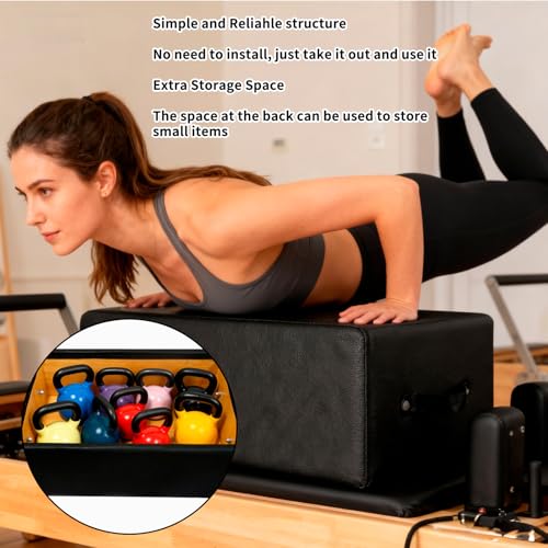 Pilates Sitting Box with Leather Cover & Foam Padding - 23.6x15.7x9.8