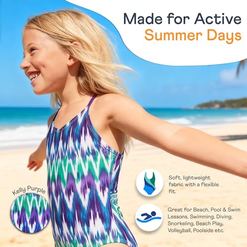 Girls One-Piece Swimsuit - Daisy Beach Sport - 4T Aloha Green