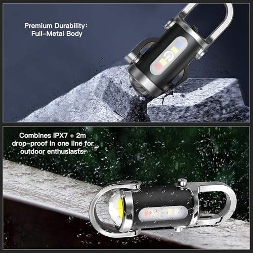 Emergency Keychain Flashlight 3-in-1 with Power Bank & Warning Lights