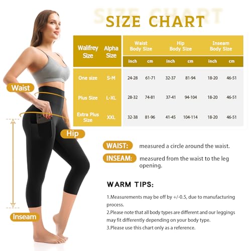 Capri Leggings with Pockets for Women - Large/X-Large - Black