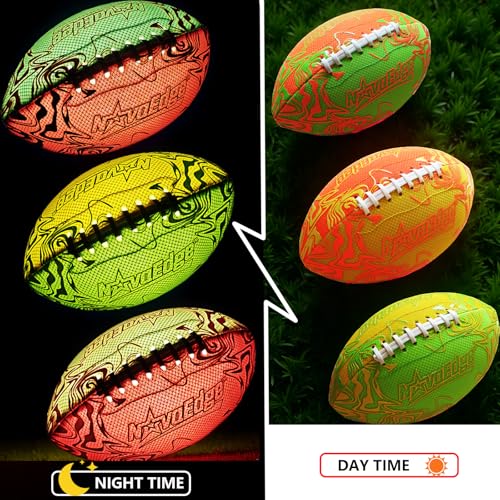 NovaEdge LED Glow Football Orange/Yellow - Rechargeable 9.25-inch Light-Up Soccer Ball for Night Outdoor Play