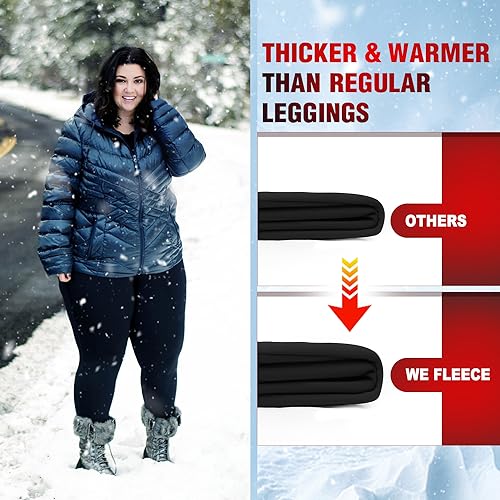 We Fleece Plus Size Black Fleece-Lined Leggings X-Large 3 Pack for Women