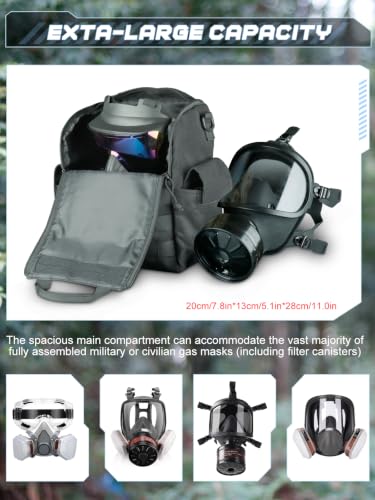 Black Quick-Access Gas Mask Pouch with Dual Side Pockets for Emergency & Outdoor Use