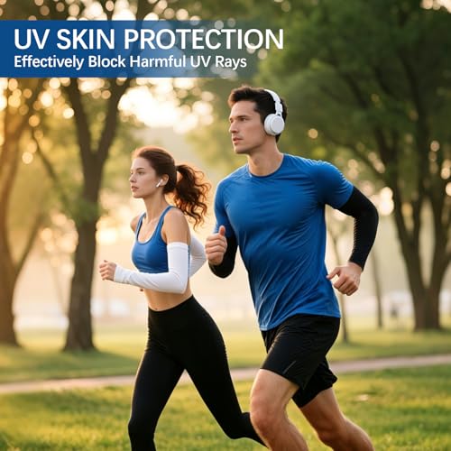 Cooling UV Protection Arm Sleeves - 8 Pairs White, Black, Dark Gray, Light Gray