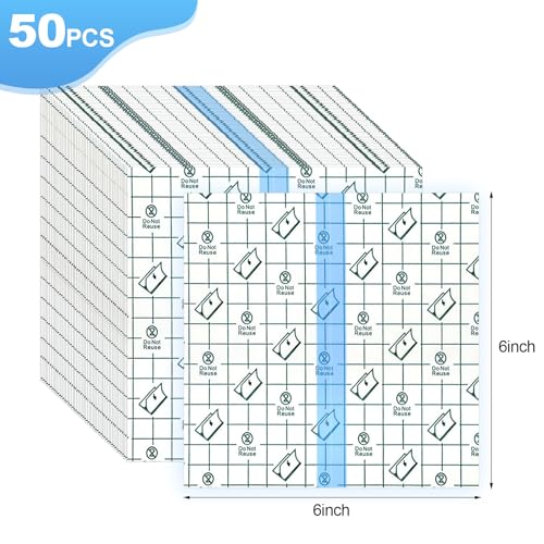 50 Waterproof Transparent Adhesive Bandages - 6x6 Inch