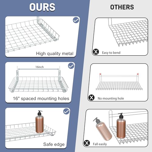 WALMANN Wall Shelves, 12 * 18 inch Wall-Mounted Storage Shelves for Garage, Closet, Laundry Room, Heavy Duty Wall Shelving, Holds Up to 60 lbs(Pack of 2, White)