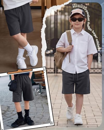 Boys' Athletic Knee Length Shorts - Dark Gray, 15-16 Years