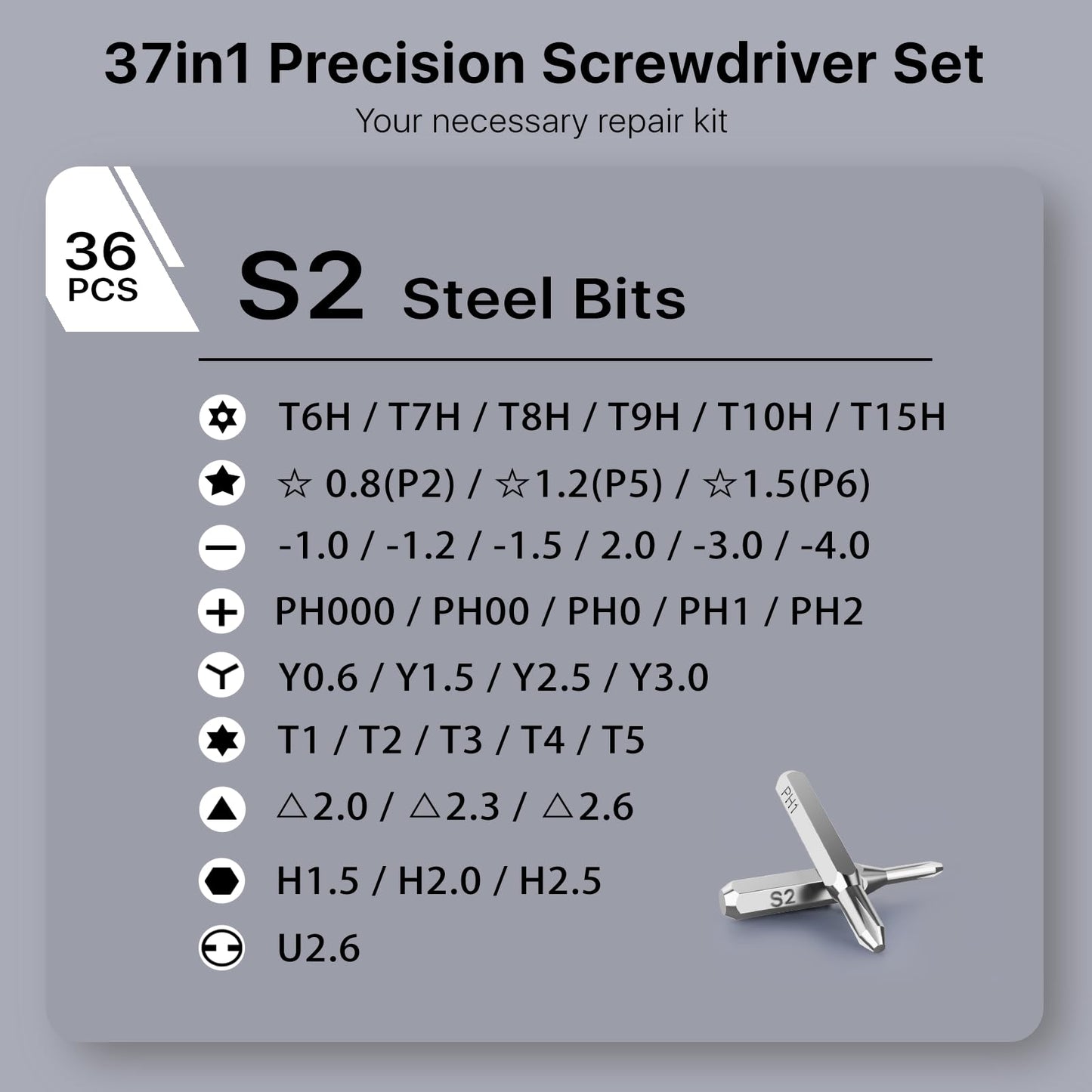 Gifts for Men, AXTH 37in1 Small Precision Screwdriver Set, Christmas Stocking Stuffers for Men Adults Him, Professional Magnetic Mini Repair Tool Kit for Computer, Watch, Laptop, Tiny Electronic