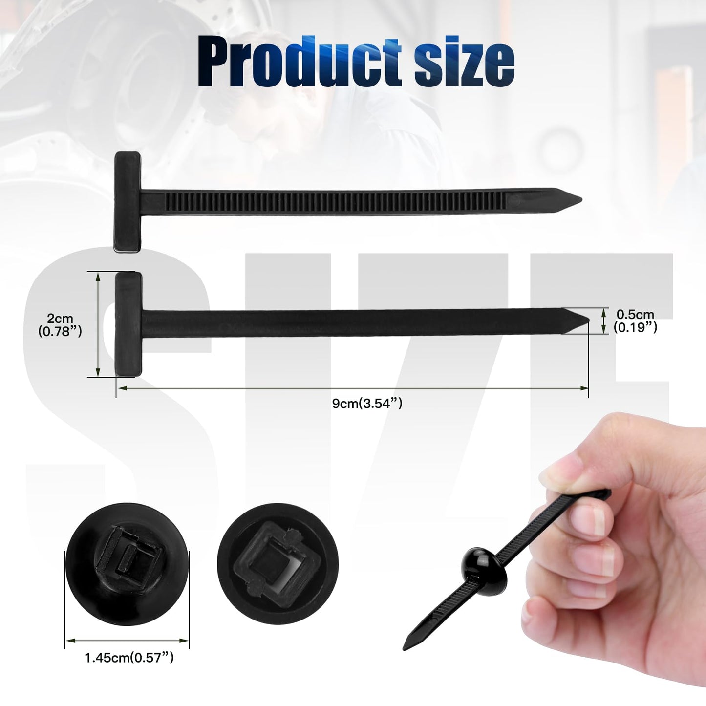 150Pcs Nylon Universal Cable tie Buckle for Car Repairs, Universal Cable Tie Buckles, Automotive Trim Clips - Heavy Duty Black Plastic Rivets, Bumper & Fender Retainer Clips for Auto Body Parts