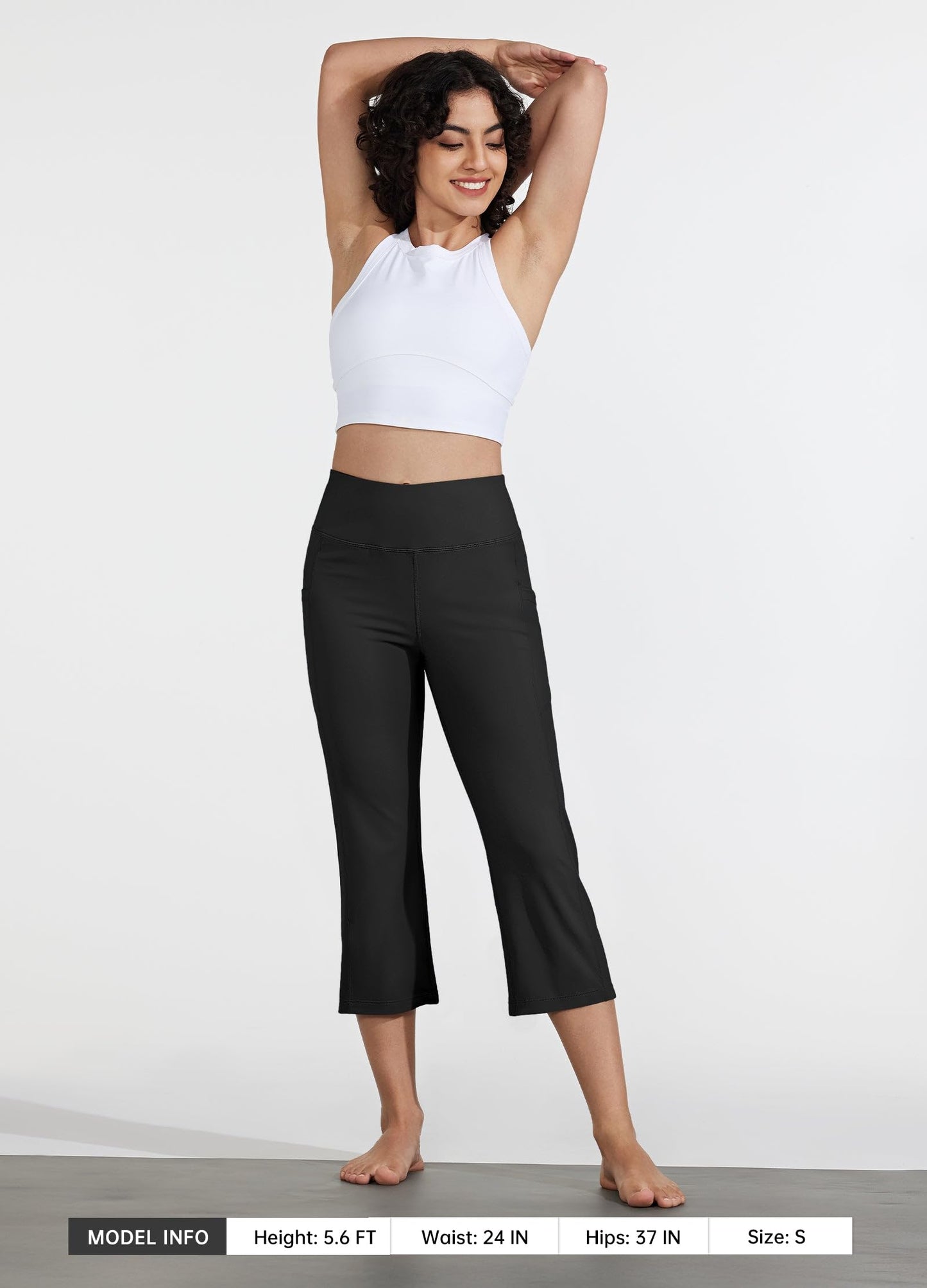 Willit Women's Yoga Capris Pants High Waist Leggings Crop Straight Leg Athletic Exercise Workout Capris 21" Black XL