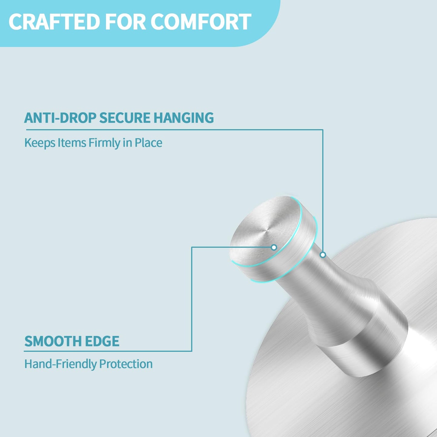 STWWO Adhesive Hooks for Walls No Damage 4 PCS, Heavy Duty Aluminum Strong Adhesive Towel Hooks for Bathrooms for Inside Shower for Hanging Loofah, Clothes, Robes