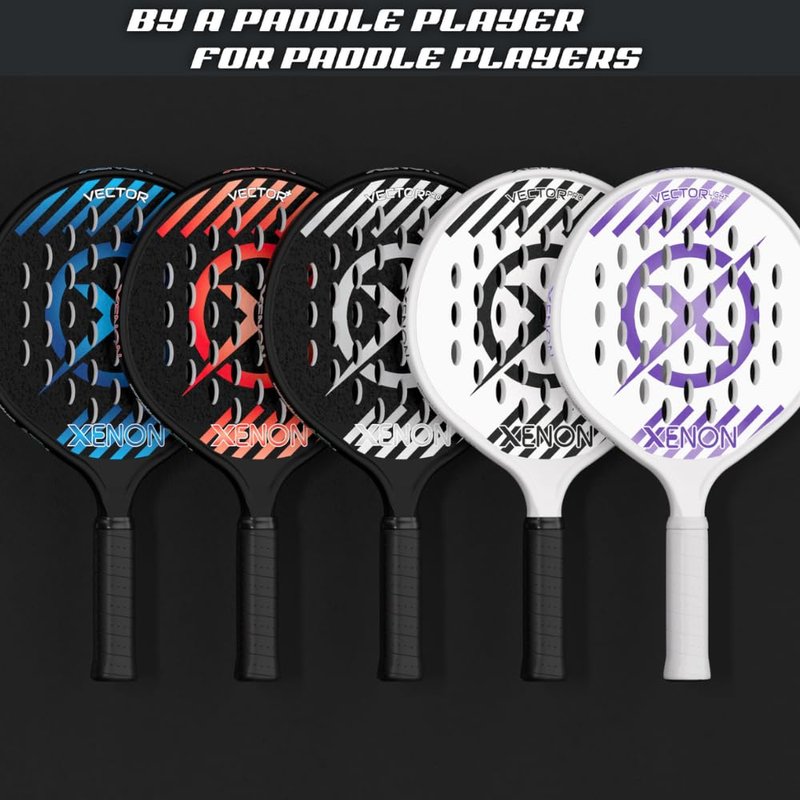 Vector Pro Spin Max Version 2 Platform Tennis Paddle by Xenon Paddle, Oversize Head, Even Balance Point, Medium Firmness Foam Core, Power and Control, 4.25” Grip, Black