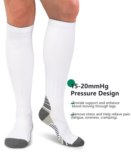 FuelMeFoot 3 Pack Compression Socks For Women Men Knee High Socks 15-20mmHg workout socks runner tall pregnant 9-12 presents graduation clothes