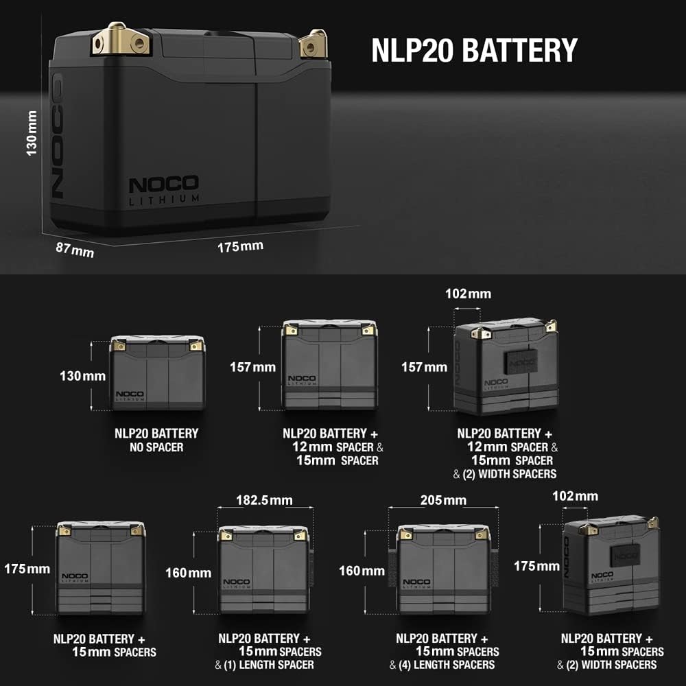 NOCO Lithium NLP20 | Ultra-Light 12V Powersport Battery - 7Ah Capacity, 600A Start Power, Intelligent BMS